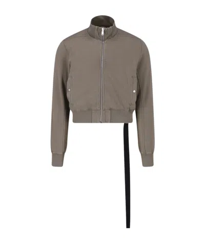 Rick Owens Drkshdw Zip-up Cropped Bomber Jacket In Brown