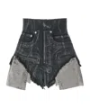 Rick Owens Drkshdw Dirt Cutoffs Coated Frayed Shorts In Black