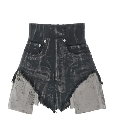 Rick Owens Drkshdw High Waist Frayed Cutoff Shorts In Black