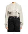 Rick Owens Drkshdw Zippered Hooded Sweatshirt In White
