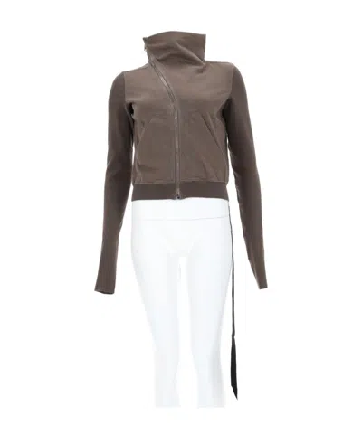 Rick Owens Drkshdw Long Sleeve Top High Collar Ties In Brown