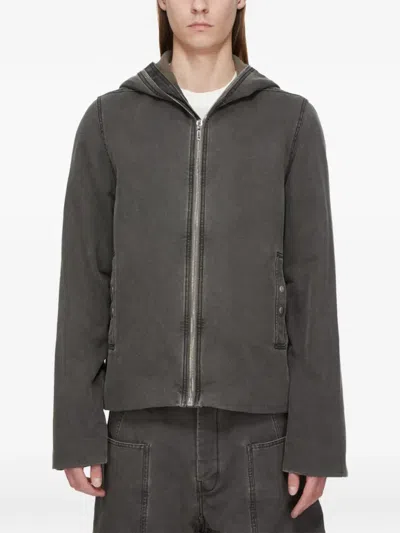 Rick Owens Drkshdw Padded Denim Jacket With Zip Closure And Button Pockets In Gray