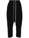 Rick Owens Drop-crotch Drawstring Cropped Trousers In Black