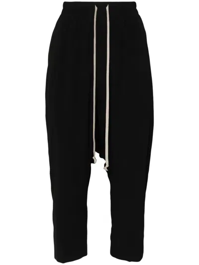 RICK OWENS DROP-CROTCH CROPPED TROUSERS