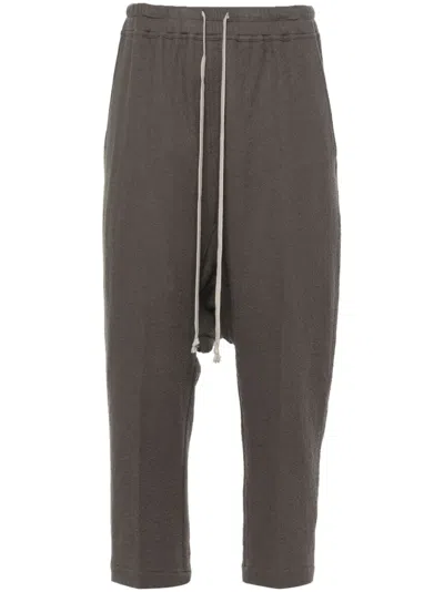 Rick Owens Drop-crotch Cropped Trousers In Brown