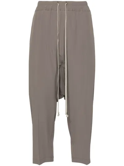 RICK OWENS DROP-CROTCH CROPPED TROUSERS