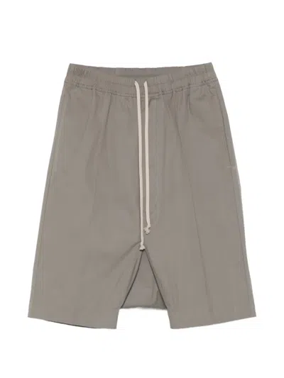Rick Owens Drop Crotch Pods Shorts In Gray
