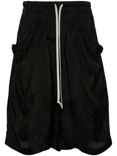 RICK OWENS DROP-CROTCH SATIN SHORTS