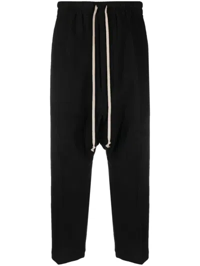 Rick Owens Drop-crotch Virgin-wool Trousers In Black