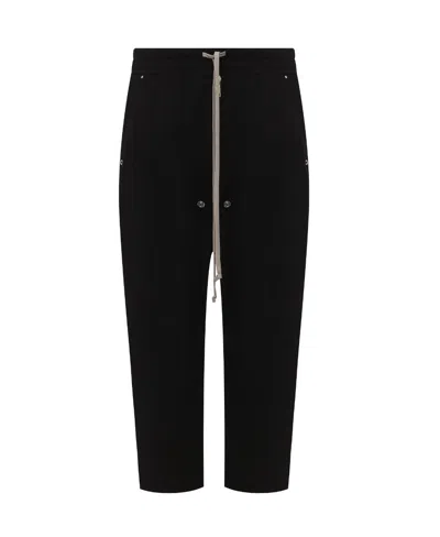 Rick Owens Drop-crotch Cropped Trousers In Black