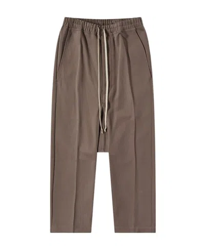 Rick Owens Drop-crotch Cropped Trousers In Brown