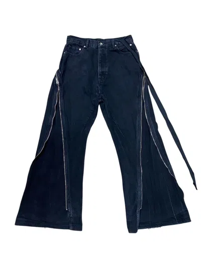 Pre-owned Rick Owens Ds Bolan Banana Cut Zipper Jeans In Black