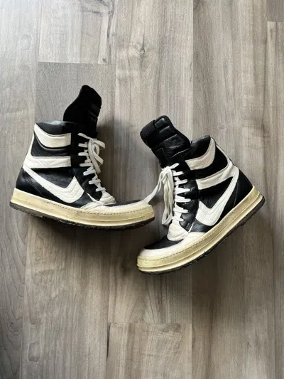 Pre-owned Rick Owens Dunk Geobasket Shoes In Black