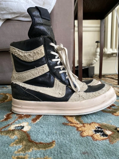 Pre-owned Rick Owens Dunks (mohawk Colorway) With Unstitched Sole Shoes In Black/white