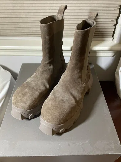 Pre-owned Rick Owens Dust Beatle Bozo Tractor Boots In Brown