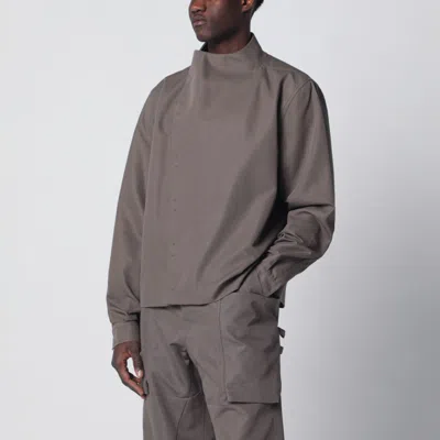 Rick Owens Dust-colored Asymmetrical Cotton-blend Shirt In Gray