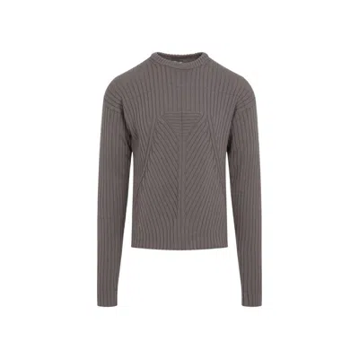RICK OWENS DUST GREY COTTON ROUND NECK SWEATER