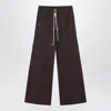 Rick Owens Dust Grey Wide Bela Cotton Trousers Men In Brown