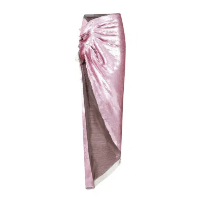 Rick Owens Dust Pink Sequin Edfu Skirt In Purple