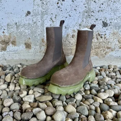 Pre-owned Rick Owens “dust Suede” Beatle Bozo Tractor Boots In Brown