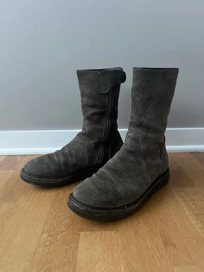 Pre-owned Rick Owens Dust Suede Creeper Boots In Dark Dust