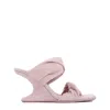 RICK OWENS DUSTY PINK SUEDE LEATHER CANTILEVER 8 TWISTED SANDAL