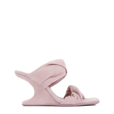 Rick Owens Dusty Pink Suede Leather Cantilever 8 Twisted Sandal