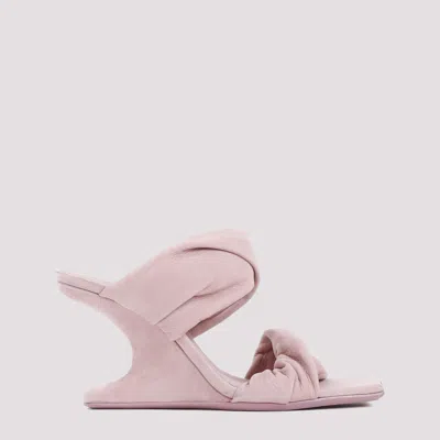 Rick Owens Dusty Pink Suede Leather Cantilever 8 Twisted Sandal In Pink & Purple