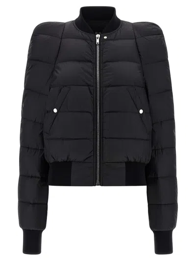 Rick Owens Black Padded Bomber Jacket In Animal Print
