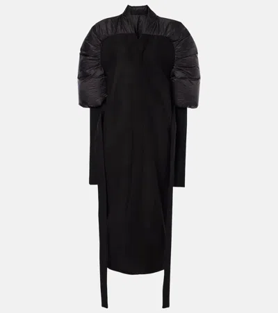 Rick Owens Duvetina Down-paneled Wool Coat In Black