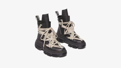 Pre-owned Rick Owens 31752001  Dr. Martens 1460 Dmxl Mega Lace Boot Black (men's)