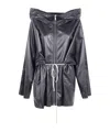 Rick Owens Zipfront Hooded Leather Jacket In Black