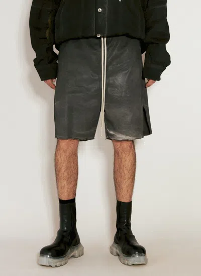 Rick Owens Dyed Denim Shorts In Grey