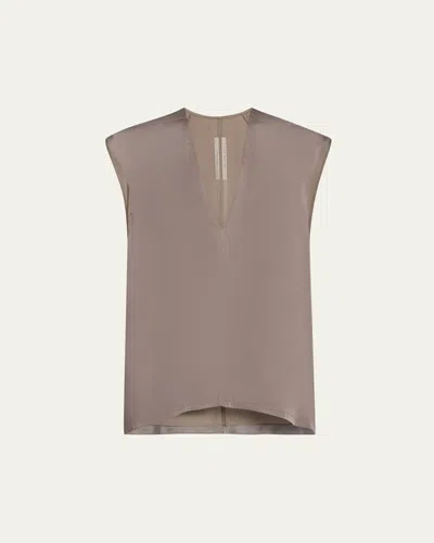 Rick Owens Dylan Deep V Blouse In Dust