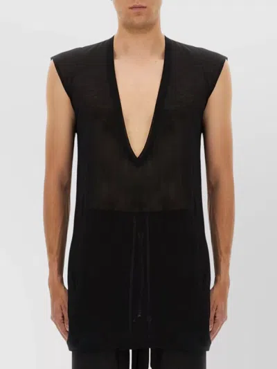 RICK OWENS "DYLAN" DEEP V-NECKLINE SLEEVELESS T-SHIRT