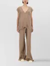 Rick Owens "dylan" Oversize V-neck Cap Sleeve Top In Brown