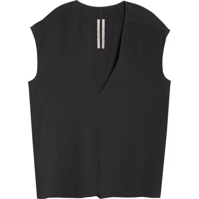 Rick Owens Dylan Plunge Neck Cocoon Crepe Top In Black