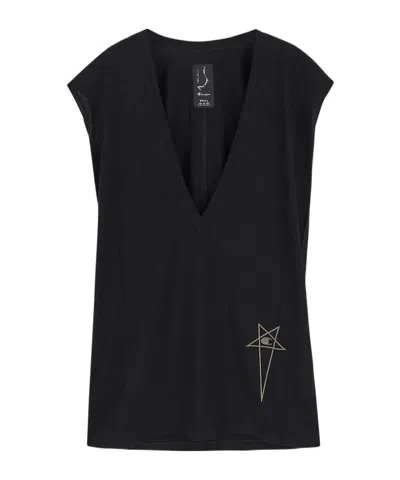 Rick Owens Dylan T Cotton Tank Top In Black