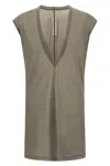Rick Owens V-neck Cotton T-shirt In Gray