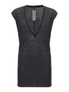 Rick Owens Dylan V Neck Cotton T-shirt In Black