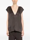 Rick Owens Dylan V-neck Blouse In Brown