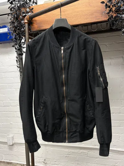 Pre-owned Rick Owens Early 2000s  Drkdhdw Black Corduroy Ma-1 Bomber Jacket