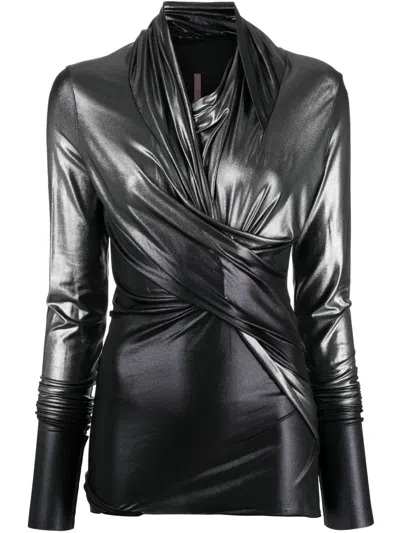 Rick Owens Asymmetrisches Easy Top Mit Drapierung In Silver