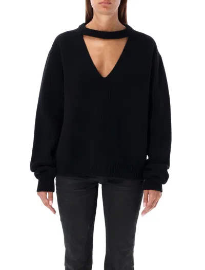 Rick Owens Eclipse V-neck Knit In Black