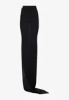 Rick Owens Flowing Maxi Skirt With Sheer Panel And High Waist In Black
