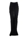 Rick Owens 'edfu' Black Long Skirt With Drapes And Front Slit In Tech Fabric Woman In Black