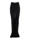 Rick Owens 'edfu' Black Long Skirt With Drapes And Front Slit In Tech Fabric Woman