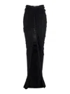 Rick Owens 'edfu' Black Long Skirt With Drapes And Front Slit In Tech Fabric Woman In Black