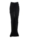 Rick Owens 'edfu' Black Long Skirt With Drapes And Front Slit In Tech Fabric Woman In Black