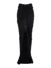 Rick Owens 'edfu' Black Long Skirt With Drapes And Front Slit In Tech Fabric Woman
